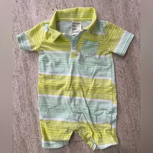 First Impressions Green and Yellow Striped Romper